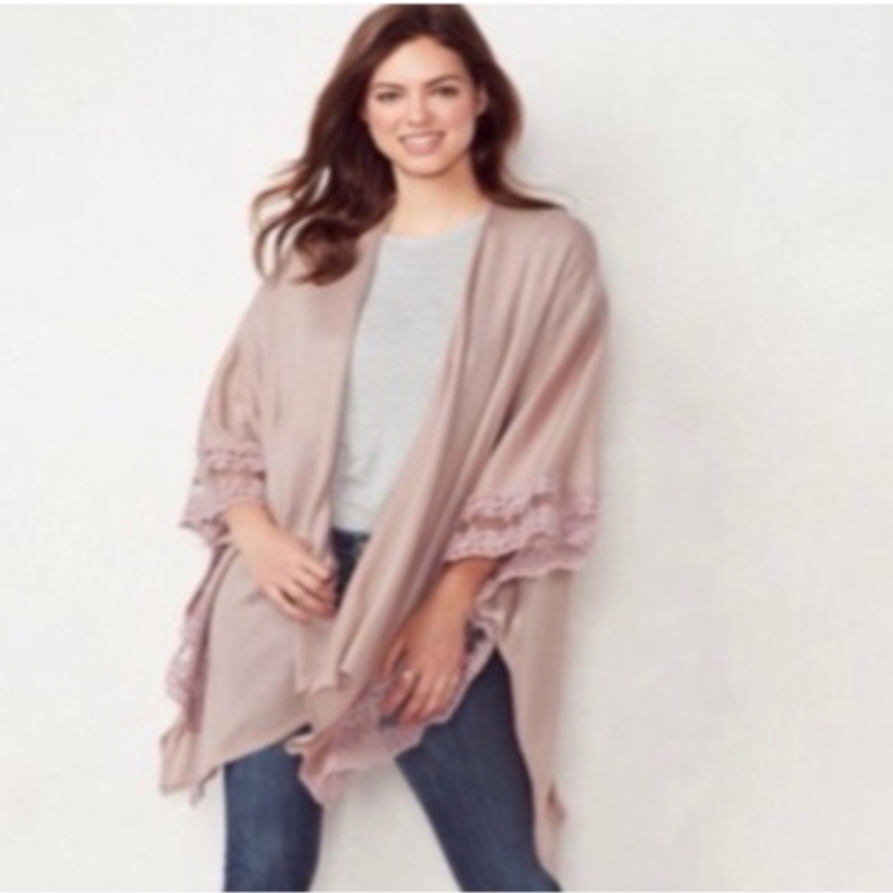 LC Lauren Conrad Lace Trim Ruana